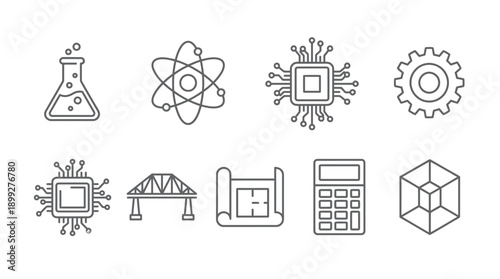 Modern technology and science icons set
