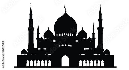 Intricate mosque design in stark black a captivating silhouette