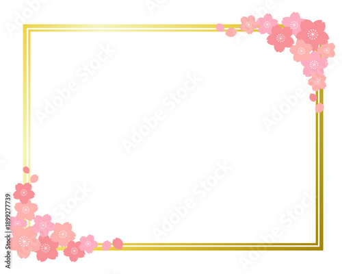 Vector illustration of a message card decorated with cherry blossoms. / 桜が装飾されたメッセージカードのベクターイラスト。