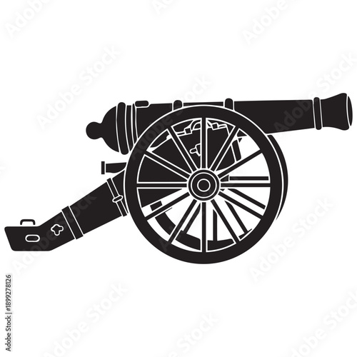 Civil War Era Cannon Silhouette Side View