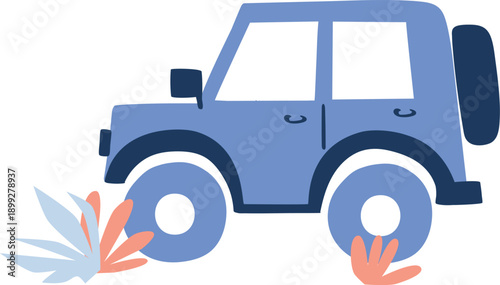Adventure travel off-road vehicle vector illustration explore nature concept