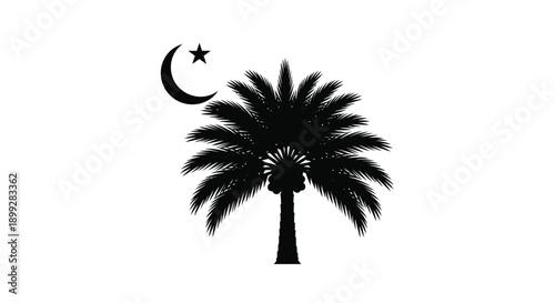 Palmetto tree and crescent moon flag a south carolina silhouette