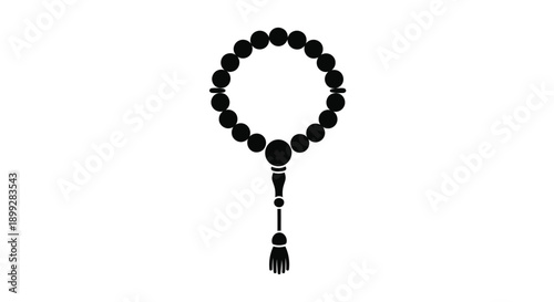 A black beaded necklace with a pendant a striking silhouette