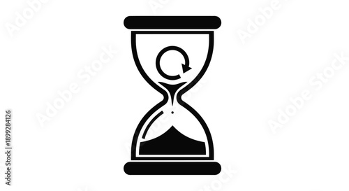 Black hourglass with flowing sand a symbolic representation of time silhouette