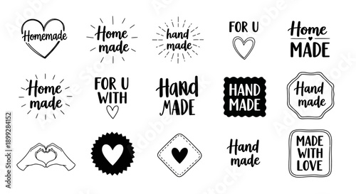 Handmade signs with various heart designs and love messages on white background jhgfds 34 ai