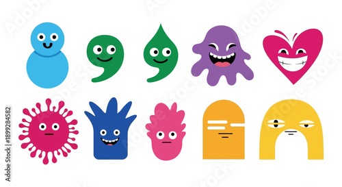 Colorful punctuation marks with emotions are illustrated jhgfds 64 ai