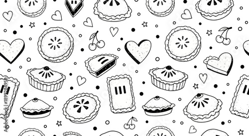 Delicious Desserts Pattern, Illustrative Artwork, Sweet Treats, Fun Design