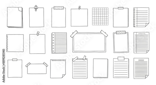 Collection of various paper documents and notebooks on a clean surface