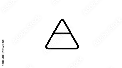 Minimalist black line icon of a candy corn triangular symbol on white background