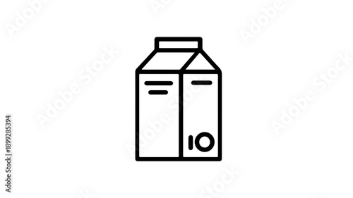 Minimalist black line icon of a carton of milk with a cap on a white background