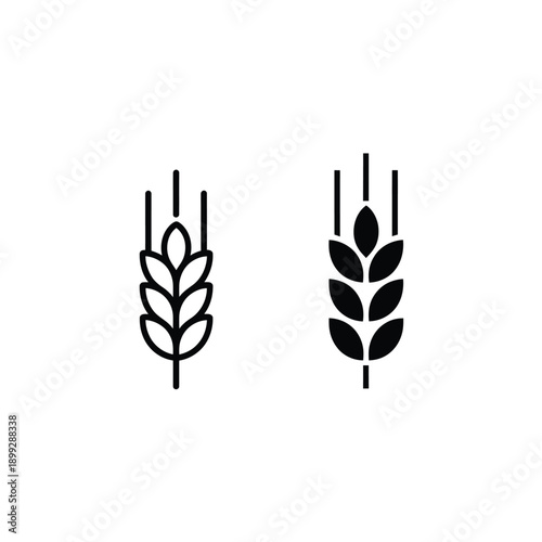 Two stylized wheat stalks depicted in a simple black and white illustration