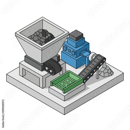 Industrial Crushing Machine with Conveyor System.