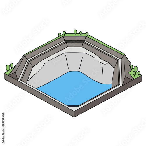 Dam Water Reservoir Illustration Graphic Design.