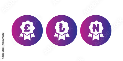 Premium Ribbon Style Currency Icons - Pound, Lira, and Naira
