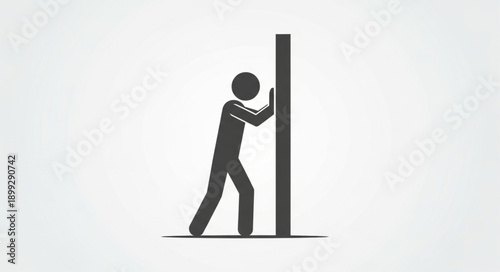 Stick figure pushing a vertical bar icon.