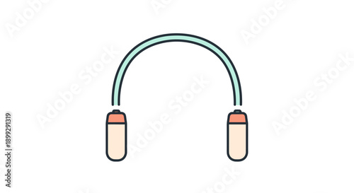 Red and white paper clips arranged as a creative headphone icon represent a sleek audio technology symbol for music and sound design illustration
