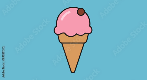 A delicious chocolate ice cream cone illustration featuring a cold, creamy frozen dessert in a sweet wafer, perfect for a tasty summer treat