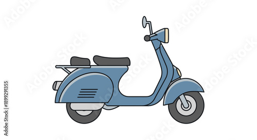 Vintage Italian Vespa style moped vector illustration of a classic retro motor scooter vehicle isolated on white background for transport delivery icon