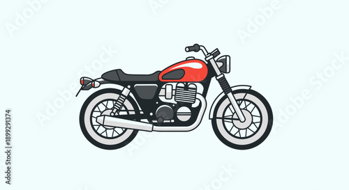 Isolated silhouette of a fast red motorbike with chrome engine and black wheels on a white background for sport transport