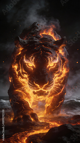 Lava Tiger Emerging from the Sea