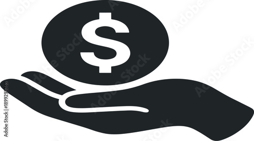 Hand holding dollar coin icon payment concept service money financial transaction symbol money business