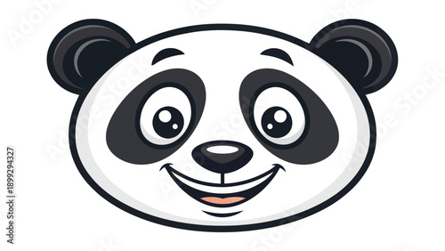 Friendly panda face with cheerful expression and cute ears