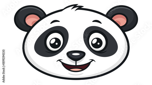 Cute panda face with big eyes and happy expression