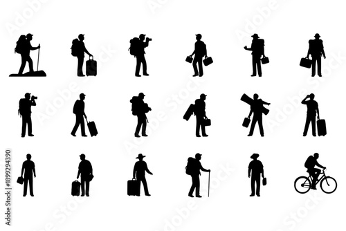 Tourist Silhouettes Collection – Travel, Vacation, and Explorer Vector Icons