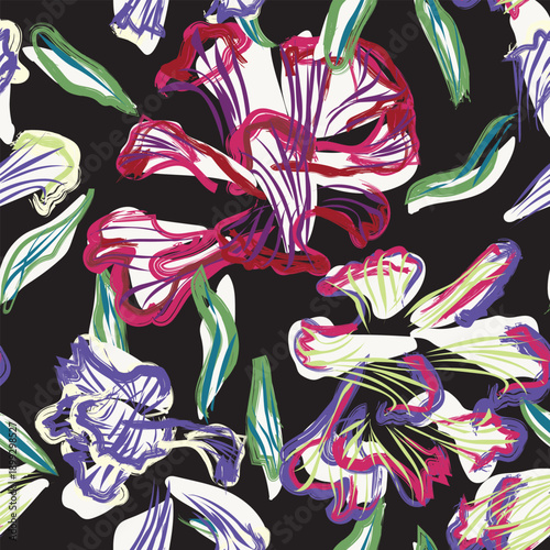 Carnation Abstract Floral Seamless Pattern Design