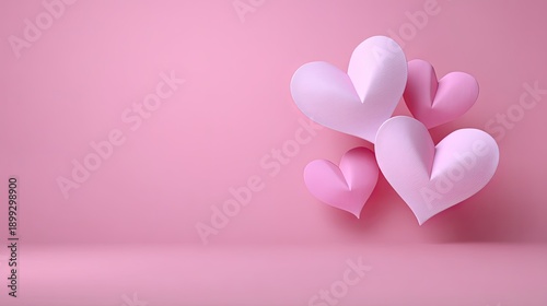 Beautifully arranged pastel pink hearts on a soft pink background, perfect for love themes, Valentine's Day, romance, and heartfelt designs