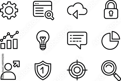 Business line icons set for web design and mobile applications