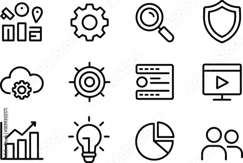 Business line icons set for web design and mobile applications