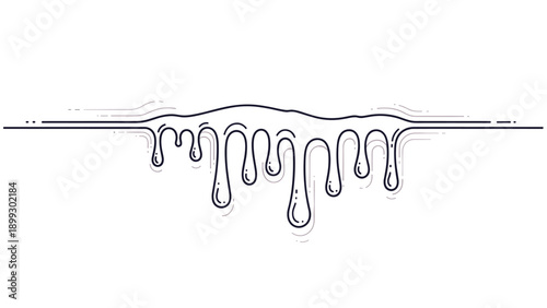 Simple line art drawing of a liquid substance melting and dripping from a straight horizontal line on a white background.