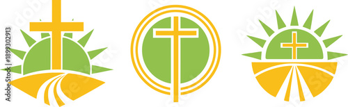 Happy easter eggs with crosses symbols for springtime celebrations