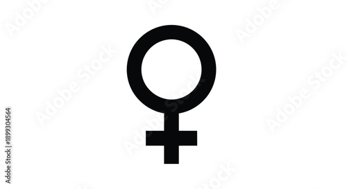 Female symbol representation in stark black against white background silhouette
