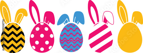 Happy easter eggs and bunny ears colorful illustration