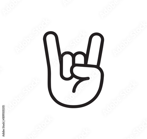 Rock and Roll Hand Gesture Icon Heavy Metal Music Symbol Vector Illustration