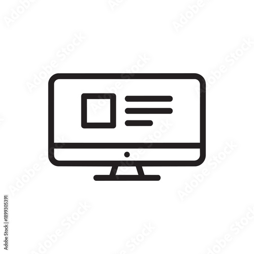 Computer Monitor with Website Layout Line Icon Vector