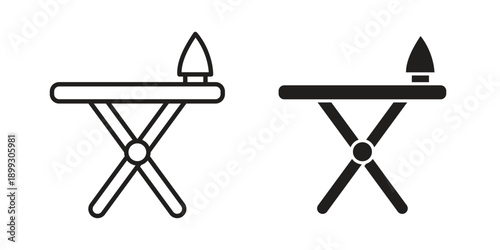 Iron board icon in a simple, black and white style.