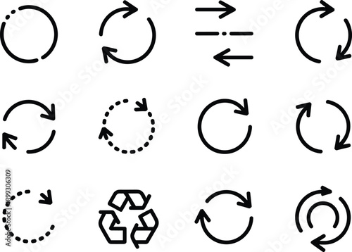 Arrows icons collection, circular refresh, recycle, reload symbols for web and app design