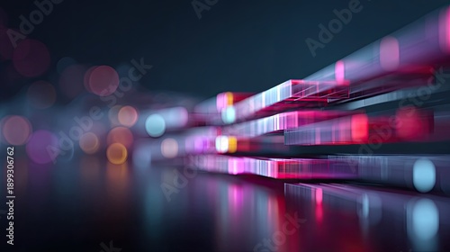 Abstract Digital Background with Colorful Light Streaks and Vivid Bokeh Effects Creating a Futuristic Atmosphere for Creative Projects and Designs