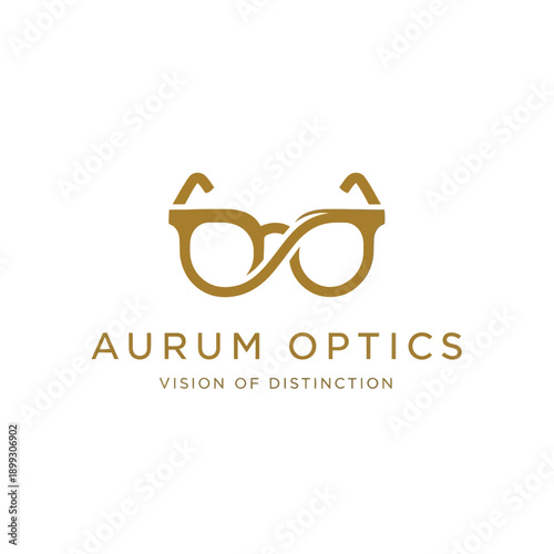 Gold Eyeglasses Logo Design for Optics.