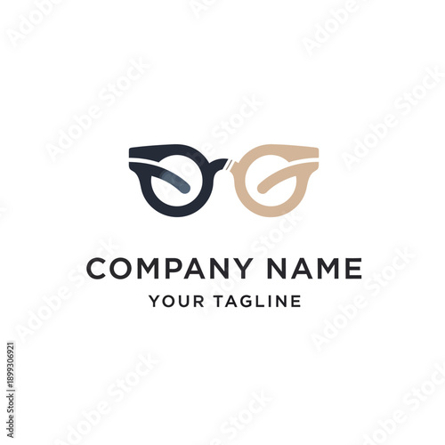 Logo Design Template with Eyeglasses Icon.