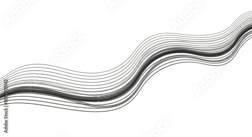 Abstract wavy lines pattern with a gradient of grey shades on a white background, creating a dynamic and fluid visual effect.
