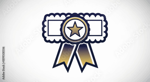 A stylized award ribbon with a star in the center, symbolizing achievement and recognition.