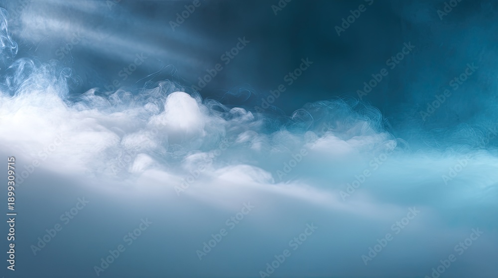 Fototapeta premium Ethereal Mist and Soft Smoke in Mysterious Blue Background for Atmospheric and Dreamy Visuals in Photography, Artistry, and Design Projects