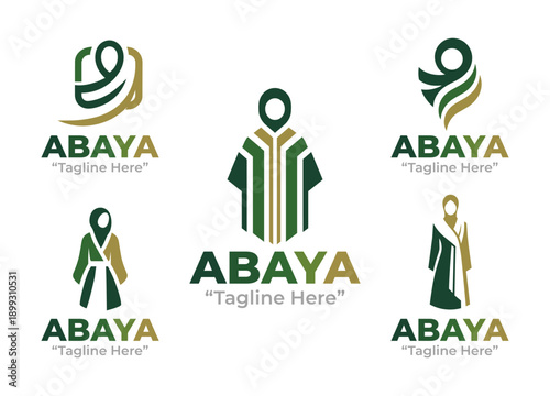5 Abaya Logo Set Modern Minimalist Islamic Clothing Brand Collection