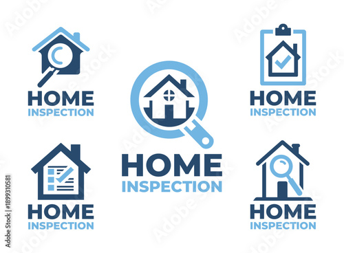 5 Home Inspection Service Logo Set Modern Minimalist Property Check Collection