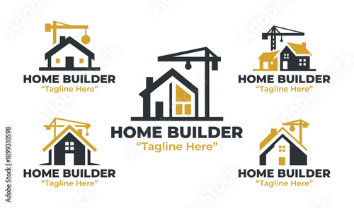 5 Home Builder Logo Set Modern Minimalist Housing Development Collection