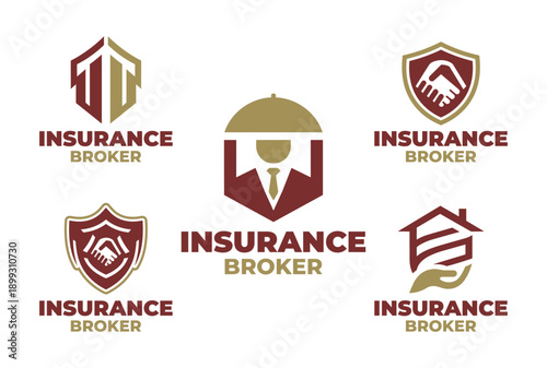 5 Insurance Broker Logo Set Modern Minimalist Risk Advisory Collection